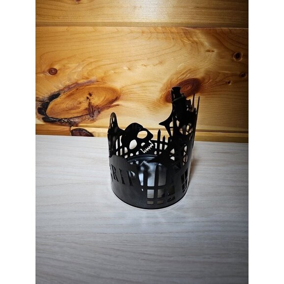 Haunted House 3-Wick Candle Holder Halloween Metal Slatkin/Bath & Body Works - Picture 11 of 13